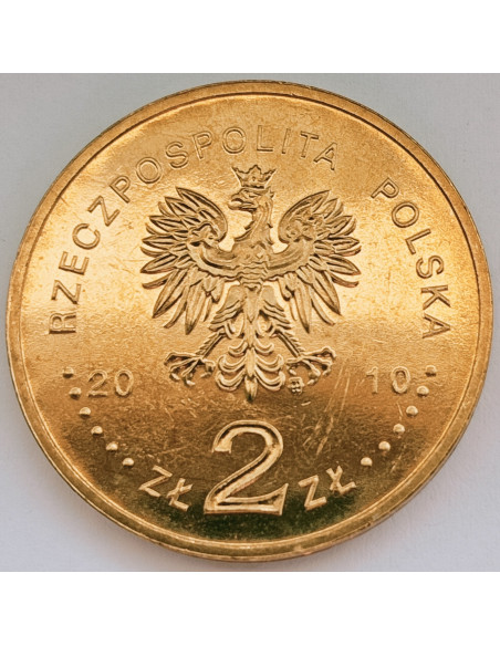 Rewers monety 2 zł 2010 95. rocznica urodzin ks. Jana Twardowskiego