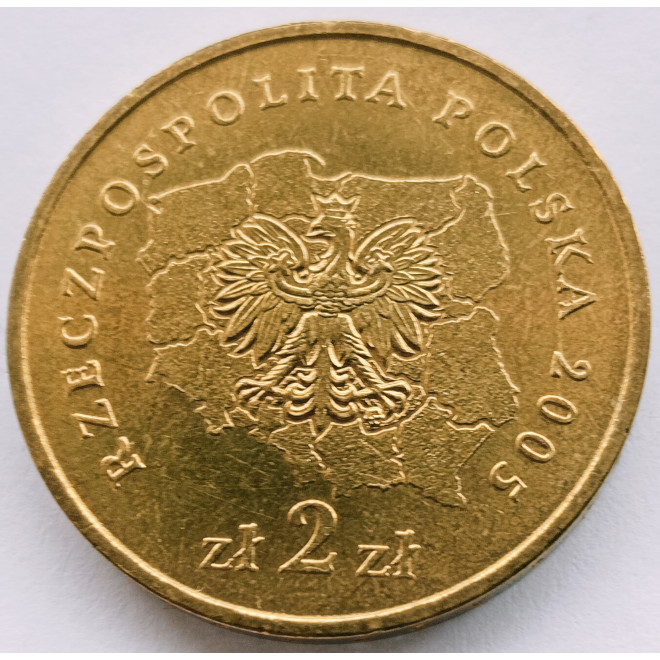 Rewers monety 2 zł 2005 Herby Województw: zachodniopomorskie