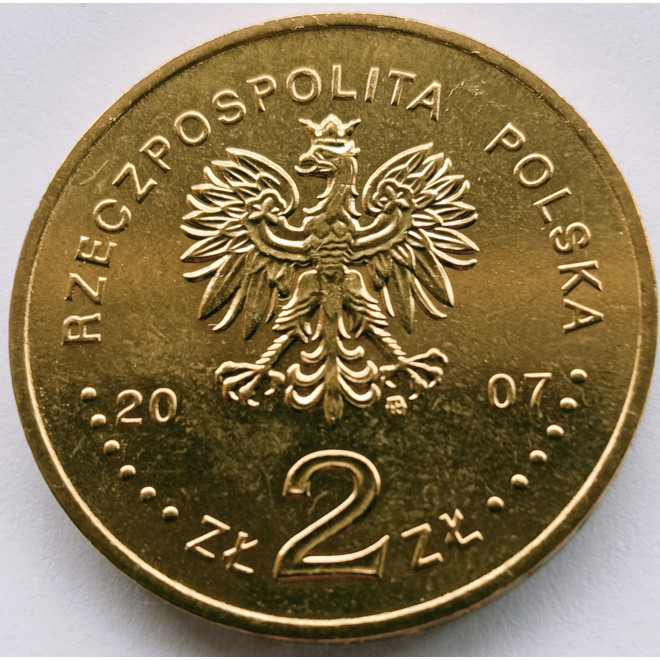 Rewers monety 2 zł 2007 Dzieje Złotego: 5 zł z 1928 r. – Nike