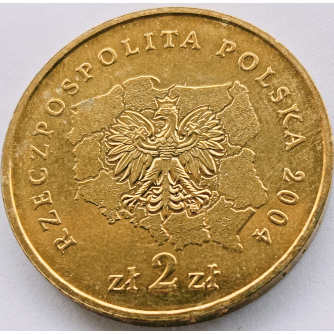 Rewers monety 2 zł 2004 Herby Województw: lubelskie