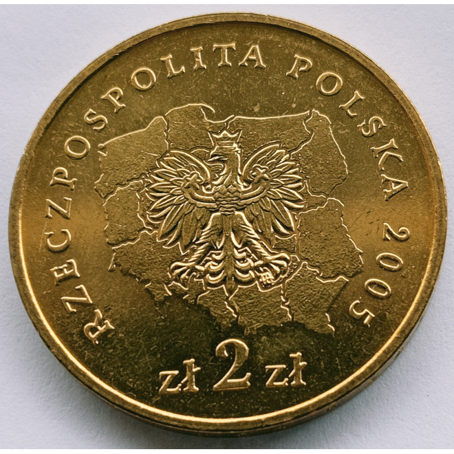 Rewers monety 2 zł 2005 Herby Województw: wielkopolskie