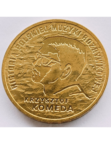 Awers monety 2 zł 2010 Historia polskiej muzyki rozrywkowej – Krzysztof Komeda