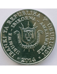 Awers monety Burundi 5 Franków 2014 Ptaki Trzewikodziób Balaeniceps rex 2