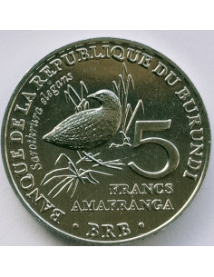 Awers monety Burundi 5 Franków 2014 Kusokurka plamista Sarothrura elegans