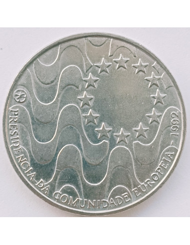 Awers monety Portugalia 200 Eskudo 1992 Portugalska prezydencja w UE