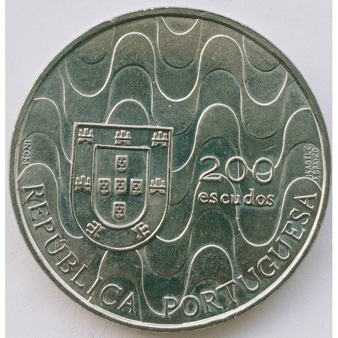 Rewers monety Portugalia 200 Eskudo 1992 Portugalska prezydencja w UE