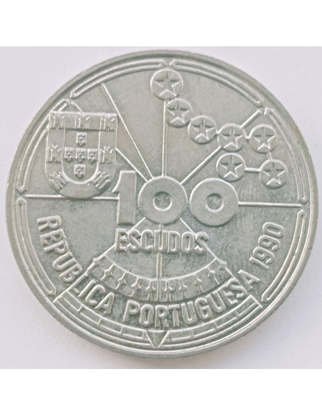 Awers monety Portugalia 100 Escudo 1990
