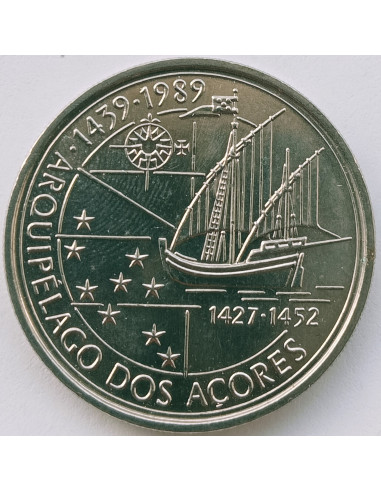 Awers monety Portugalia 100 Escudo 1989 Odkrycie Azorów