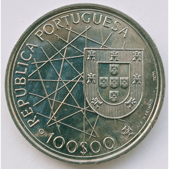 Rewers monety Portugalia 100 Escudo 1989 Odkrycie Azorów