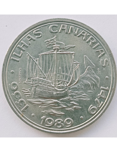 Awers monety Portugalia 100 Escudo 1989 Odkrycie Wysp Kanaryjskich