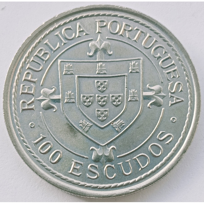 Rewers monety Portugalia 100 Escudo 1987 Odkrywca Nuno Tristao