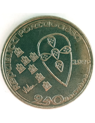 Awers monety Portugalia 250 Escudo 1989 Rocznica powstania państwa Portugalii
