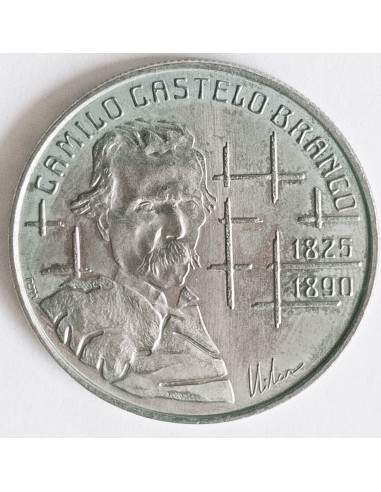 Awers monety Portugalia 100 Escudo 1990 100. rocznica śmierci Camilo Castelo Branco