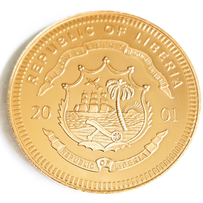 Rewers monety Liberia 5 Dolarów 2001 ECU Unia Europejska