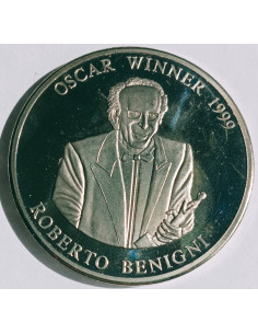 Awers monety Somalia 5 Dolarów 1999 Roberto Benigni Zdobywca Oscara 1999