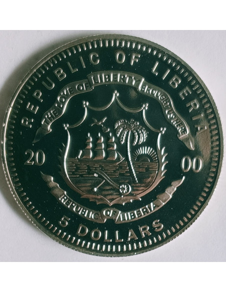 Rewers monety Liberia 5 Dolarów 2000 Europa