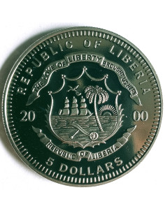Awers monety Liberia 5 Dolarów 2000 Europa 2