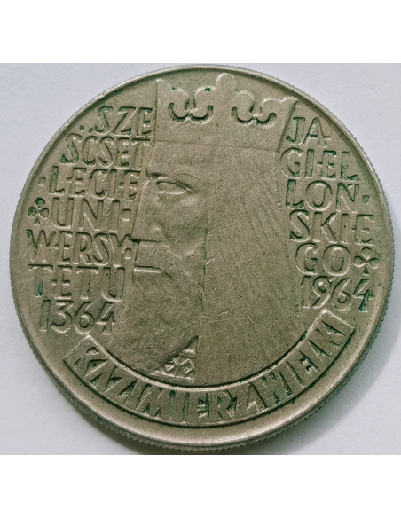 Awers monety 10 Złotych 1964 600lecie Uniwersytetu Jagiellońskiego