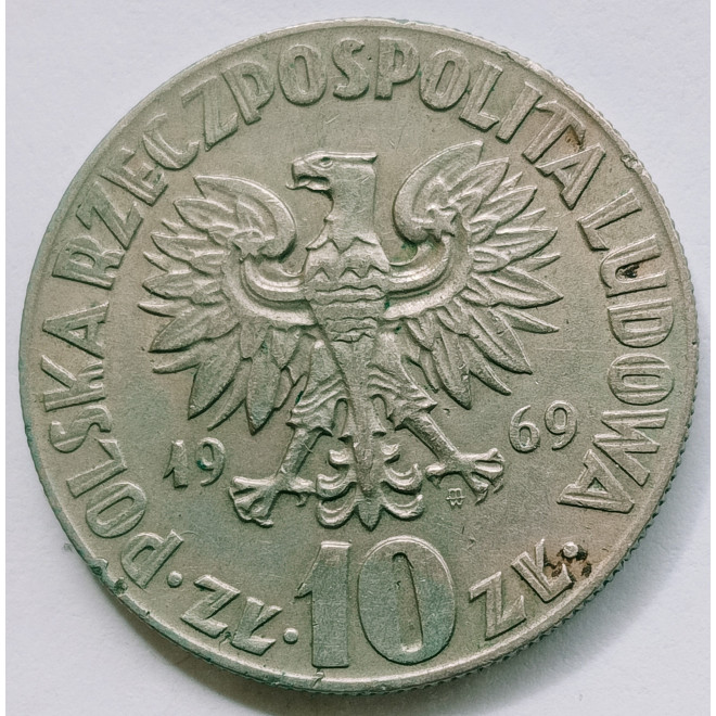 Rewers monety 10 Złotych 1969 Mikołaj Kopernik