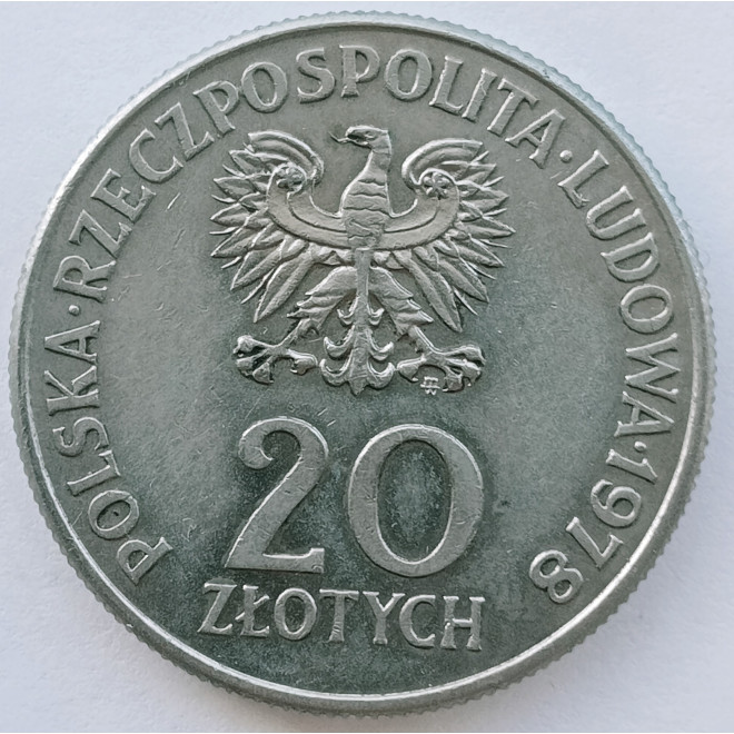 Rewers monety 20 Złotych 1978 Maria Konopnicka