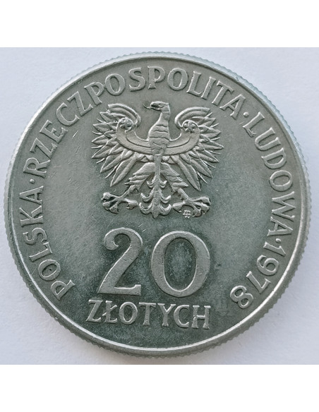 Rewers monety 20 Złotych 1978 Maria Konopnicka
