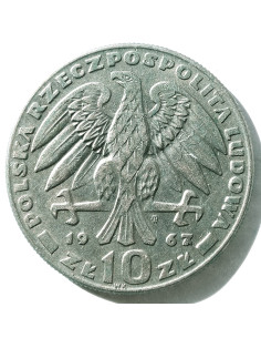 Awers monety 10 Złotych 1967 20. rocznica śmierci Karola Świerczewskiego 2