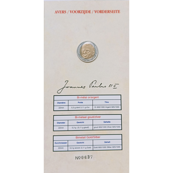 Rewers monety Belgia Medal 1994