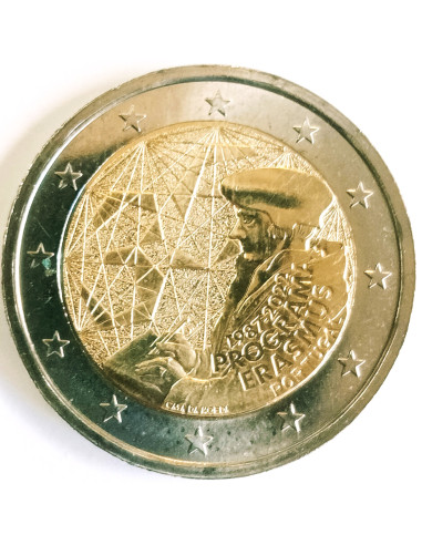 Awers monety Portugalia 2 euro 2022 35 lat programu Erasmus