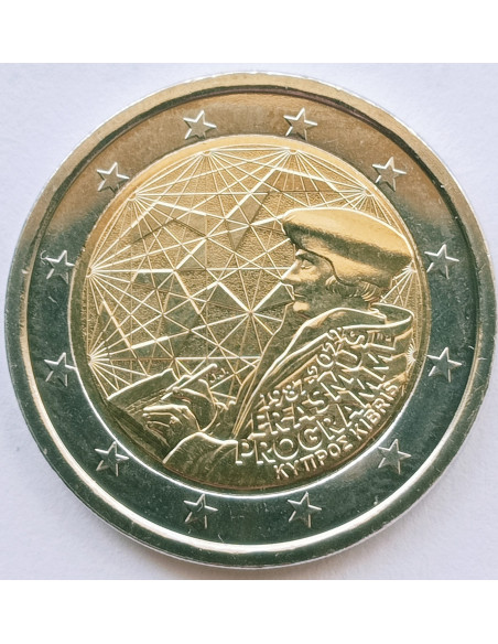 Awers monety Cypr 2 euro 2022 35 lat programu Erasmus