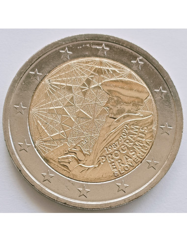 Awers monety Słowenia 2 euro 2022 35 lat programu Erasmus
