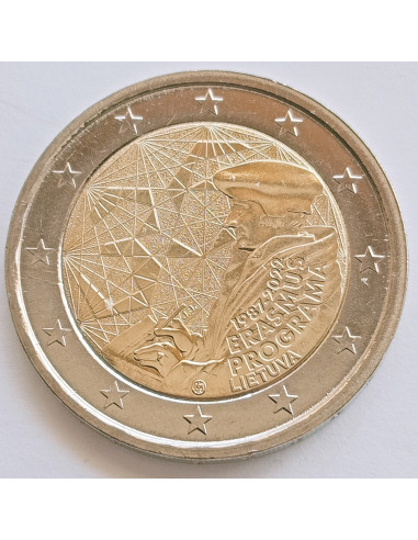 Awers monety Litwa 2 euro 2022 35 lat programu Erasmus