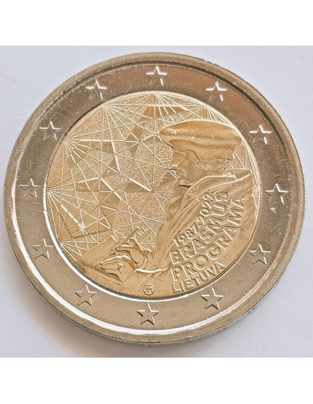 Awers monety Litwa 2 euro 2022 35 lat programu Erasmus