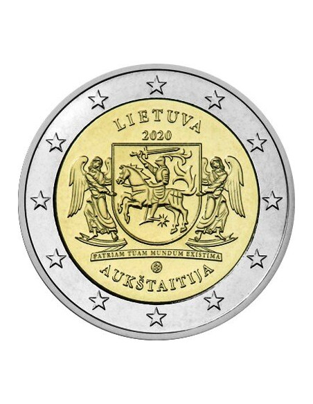 Awers monety Litwa 2 euro 2020 Auksztota