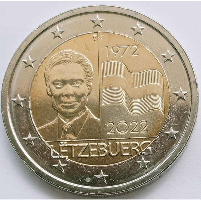 Awers monety Luksemburg 2 euro 2022 50 lat flagi Luksemburga