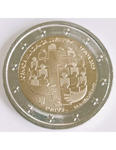 Awers monety Portugalia 2 euro 2023 Światowe Dni Młodzieży 2023 Lizbona