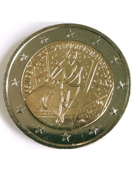 Awers monety Francja 2 euro 2023 Mistrzostwa Świata w rugby 2023