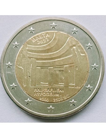 Awers monety Malta 2 euro 2022 Hal Saflieni Hypogeum