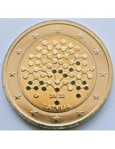 Awers monety Łotwa 2 euro 2022 Znajomość finansów