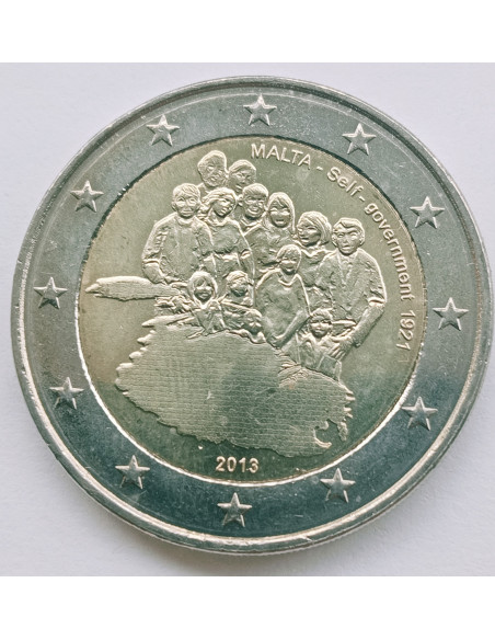 Awers monety Malta 2 euro 2013 Konstytucja samorządowa Malty z 1921 roku