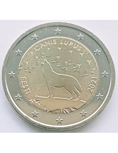 Awers monety Estonia 2 euro 2021 Wilk