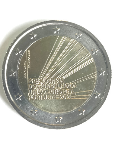 Awers monety Portugalia 2 euro 2021 Rok prezydencji Portugalii w Unii Europejskiej