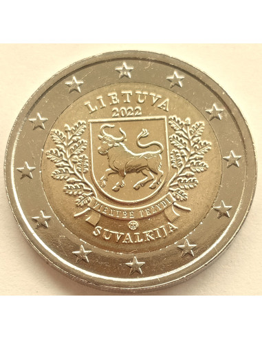 Awers monety Litwa 2 euro 2022 Litewskie regiony etnograficzne Suwalszczyzna