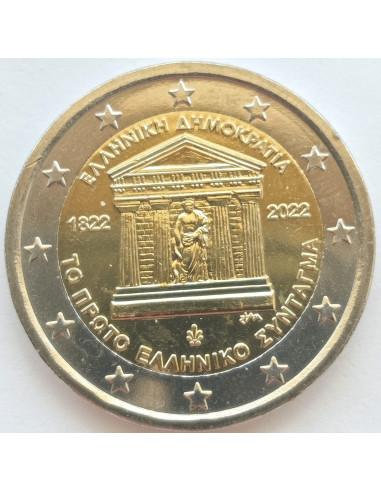 Awers monety Grecja 2 euro 2022 200. rocznica uchwalenia pierwszej konstytucji Grecji