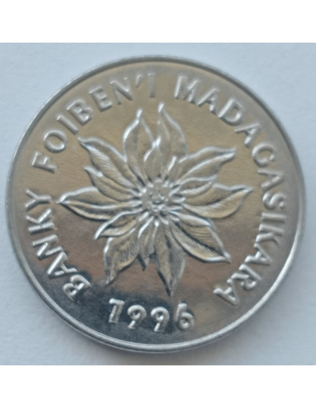 Awers monety Madagaskar 5 Franków ariar 1996