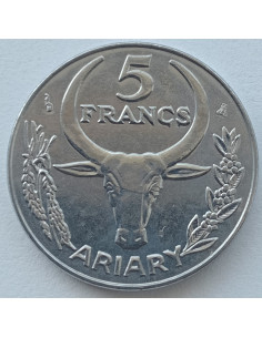 Awers monety Madagaskar 5 Franków ariar 1996 2