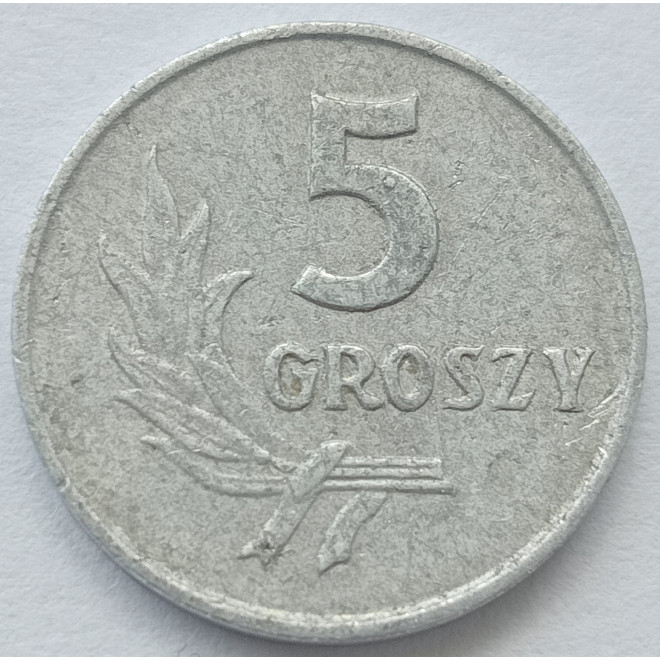 Rewers monety 5 Grosz 1968