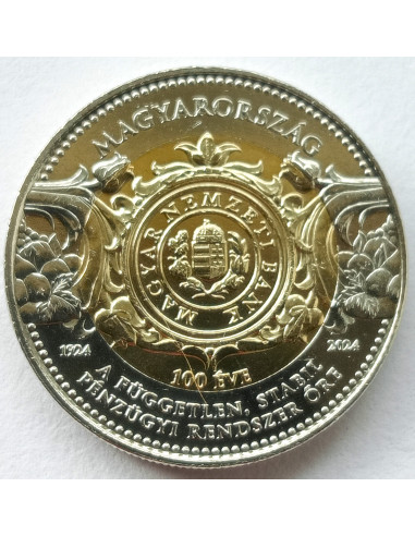 Awers monety Węgry 100 Forint 2024 100 rocznica Węgierski Bank Narodowy