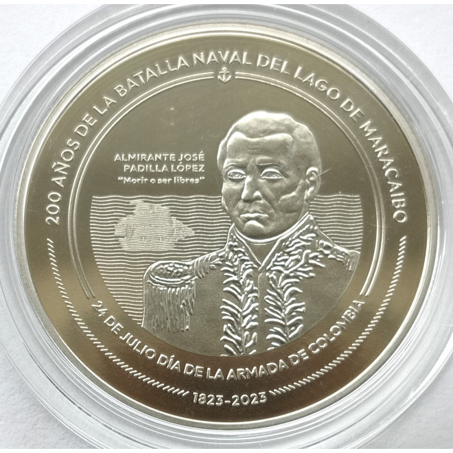 Rewers monety Kolumbia 10 000 Peso 2023 200. rocznica Bitwa morska na jeziorze Maracaibo