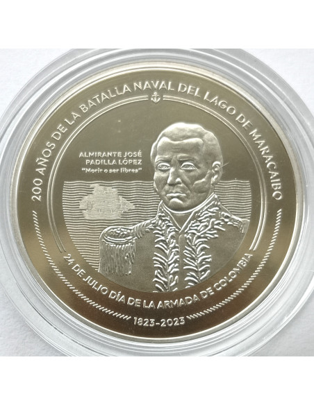 Rewers monety Kolumbia 10 000 Peso 2023 200. rocznica Bitwa morska na jeziorze Maracaibo
