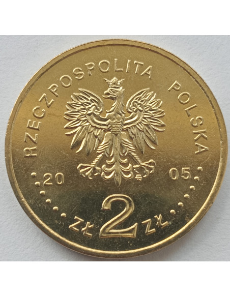 Rewers monety 2 zł 2005 60. rocznica zakończenia II wojny światowej